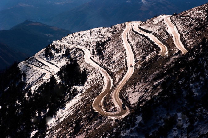 The-looping-road-from-Sela-Pass-Arunachal-Pradesh-India